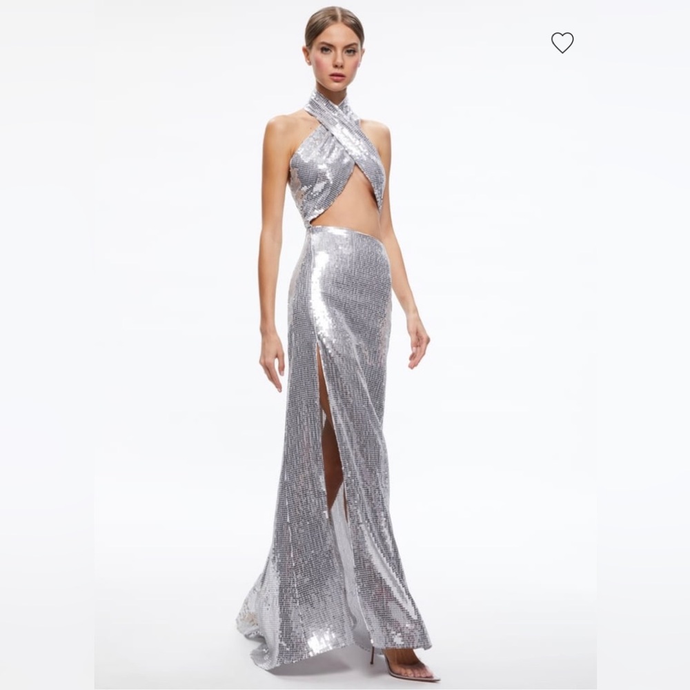 Alice + Olivia May Halter Neck Sequin Gown - Picture 3 of 12